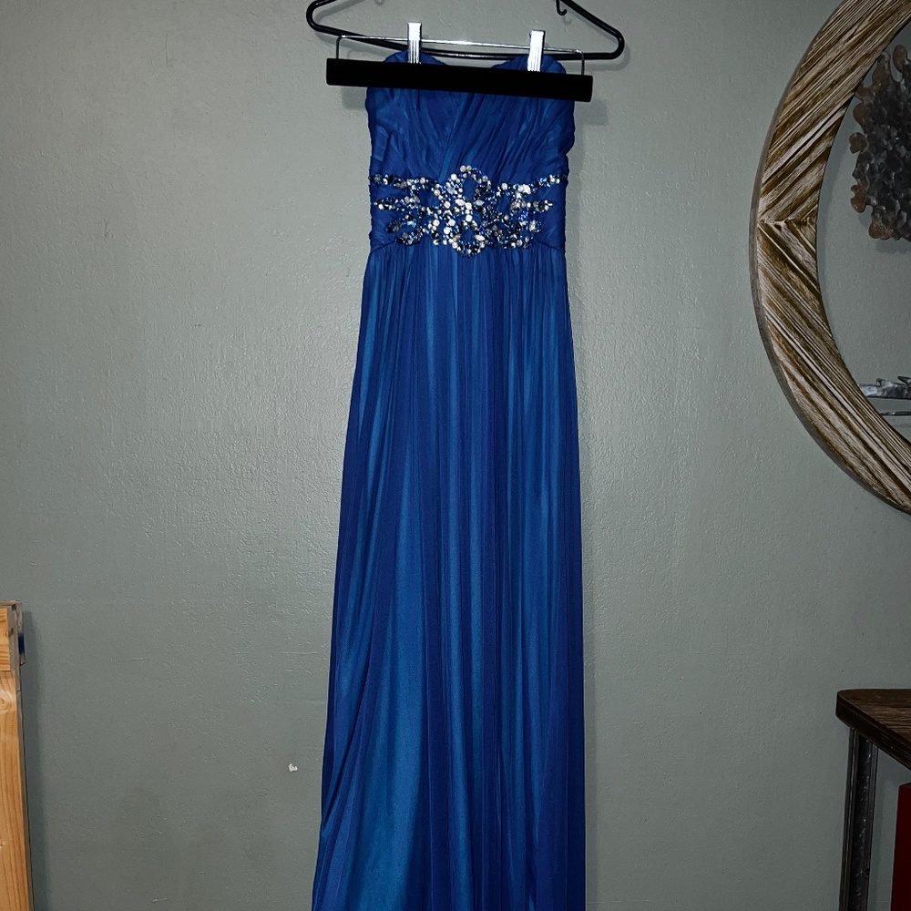 Blue, Strapless, Formal Juniors Dress